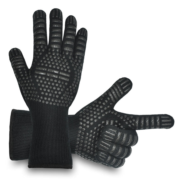 BBQ Gloves, Heat Resistant with fingers, 932℉ Extreme Heat Resistant with Anti-Slip Grip for Barbecue/Cooking/Baking/Welding