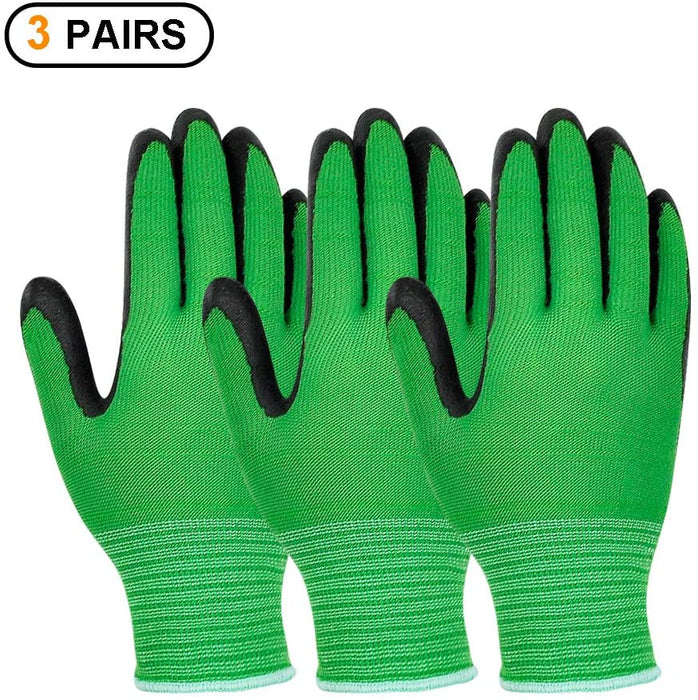 Bamboo Gardening Work Gloves, Breathable Nitrile Coated with Great Grip for Gardening, Fishing, Landscaping, Clamming and Construction