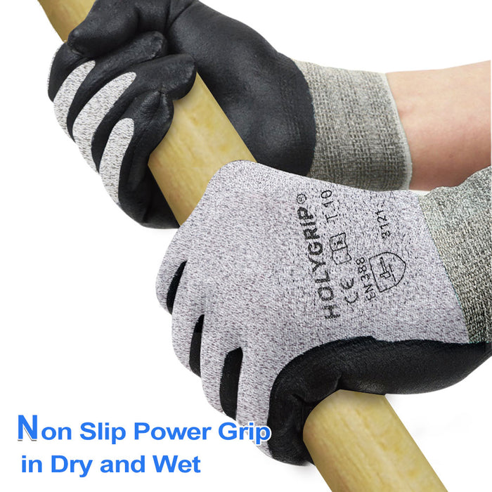 Nitrile Coated Work Gloves, Non Slip Power Grip, Smart Touch, Waterproof, Abrasion Resistant for Indoor or Outdoor