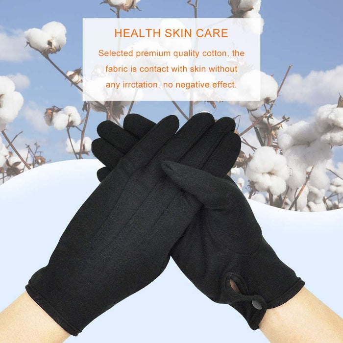 Parade Gloves Black Cotton Formal Tuxedo  Costume Honor Guard Gloves with Snap Cuff, Coin Jewelry Silver Inspection Gloves