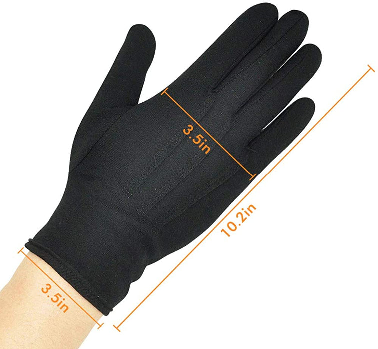 Parade Gloves Black Cotton Formal Tuxedo  Costume Honor Guard Gloves with Snap Cuff, Coin Jewelry Silver Inspection Gloves