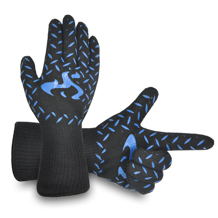 BBQ Gloves, Heat Resistant with fingers, 932℉ Extreme Heat Resistant with Anti-Slip Grip for Barbecue/Cooking/Baking/Welding