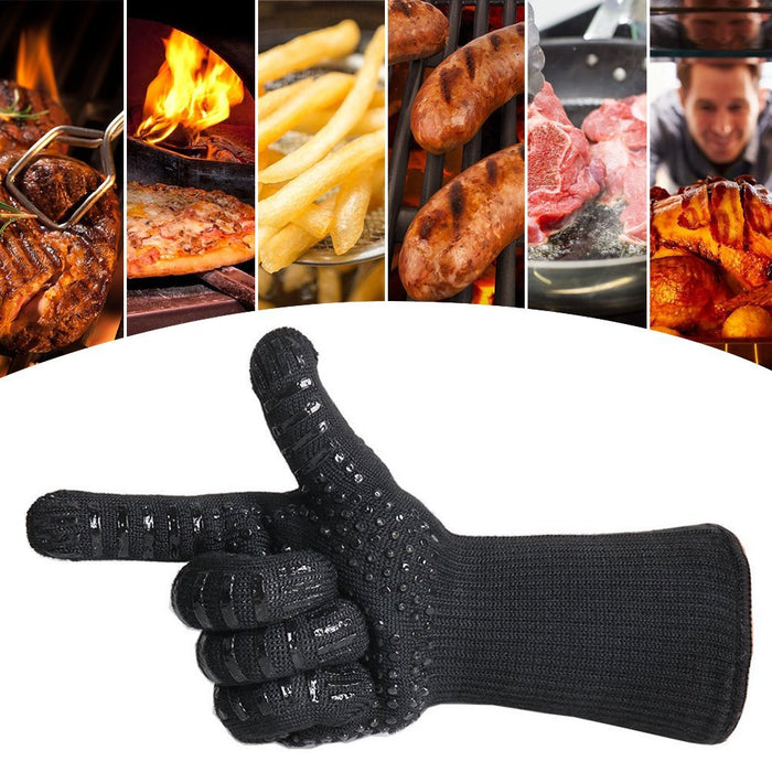BBQ Gloves, Heat Resistant with fingers, 932℉ Extreme Heat Resistant with Anti-Slip Grip for Barbecue/Cooking/Baking/Welding