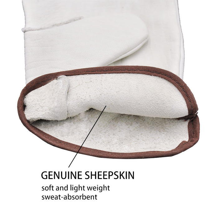 Durable Leather Work Gloves, Genuine Sheepskin with Elastic Wrist for Construction, Industrial & Personal Use