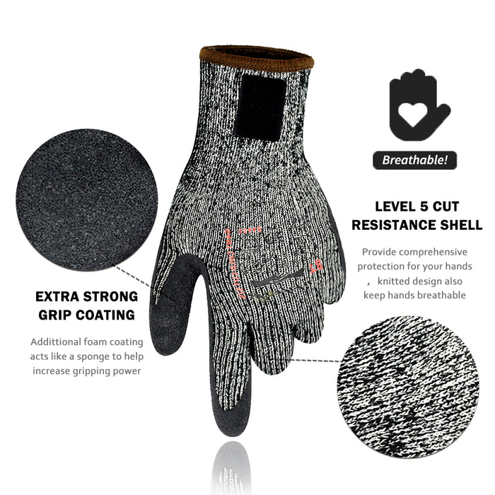 Winter Working Gloves, Cold Weather Working Gloves, Cut Resistance with Warm Fleece for Men and Women