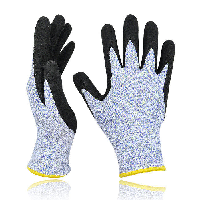 Level 5 Cut Resistant Work Gloves with Power Grip for Wood Carving Carpentry, Glass Industry and other Constructions